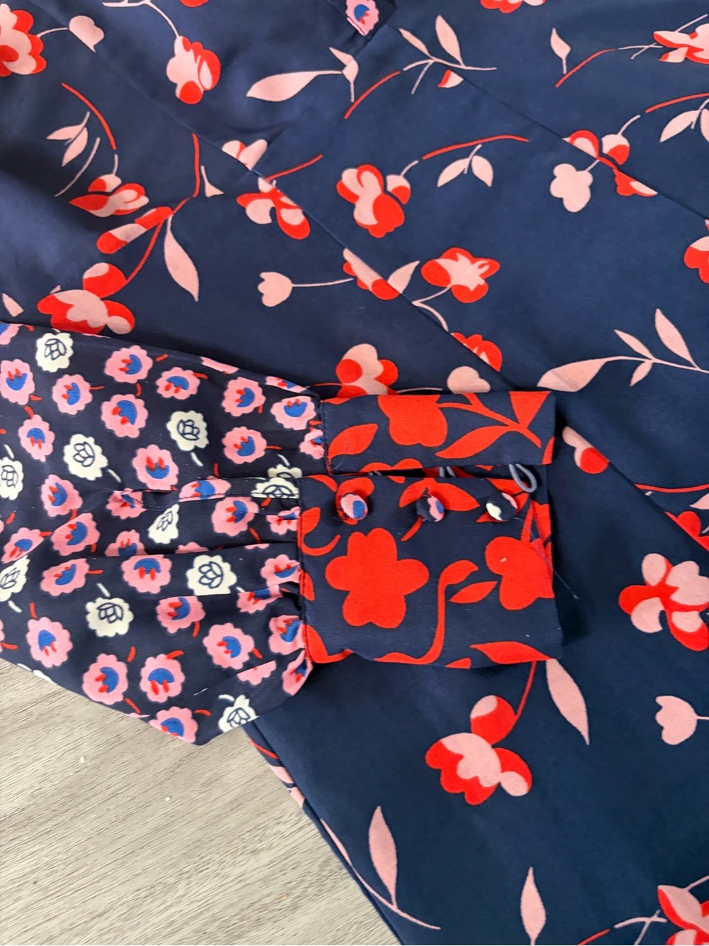 Boden Navy and Red Mixed-Print Midi Dress - Picture 3 of 7